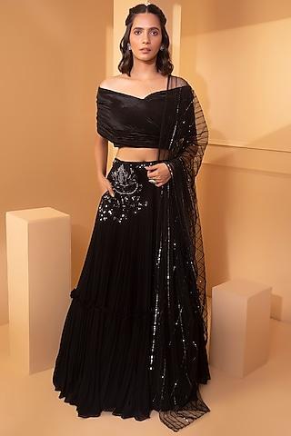 black embroidered lehenga set