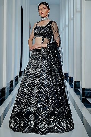 black embroidered lehenga set