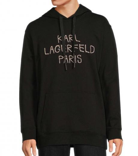 black embroidered logo hoodie