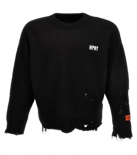 black embroidered logo sweater