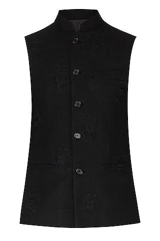 black embroidered nehru jacket