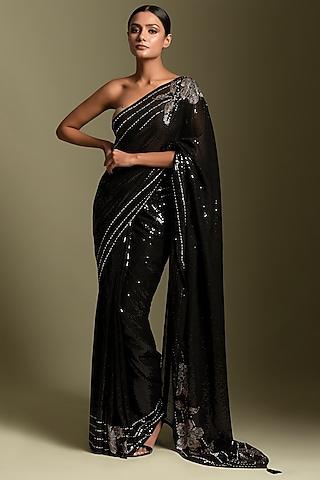 black embroidered saree