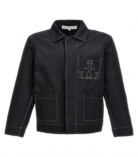 black embroidered shirt jacket
