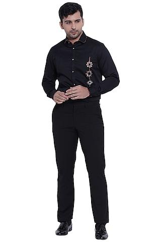 black embroidered shirt