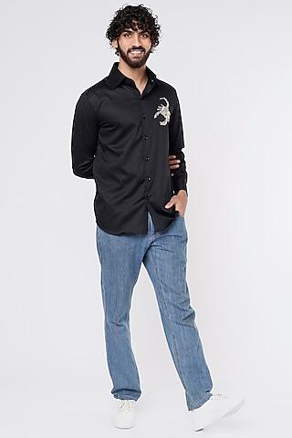 black embroidered shirt