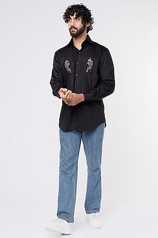 black embroidered shirt