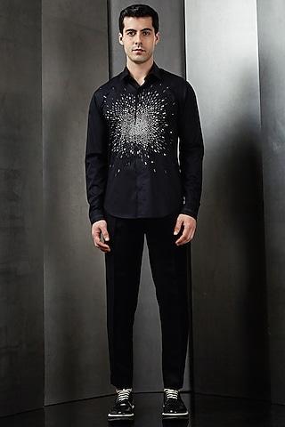 black embroidered shirt