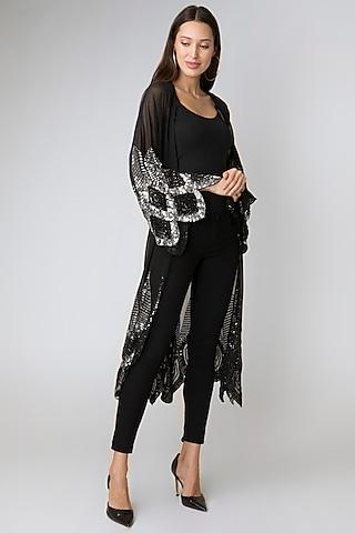 black embroidered shrug