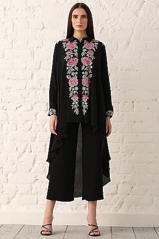 black embroidered tunic with slip