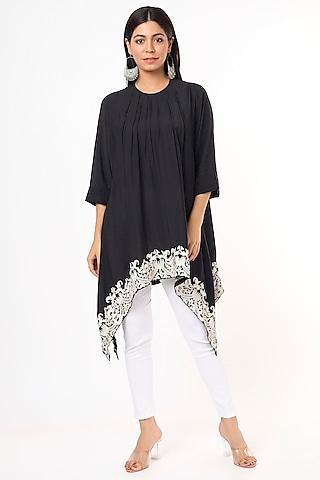 black embroidered tunic