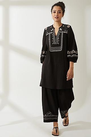 black embroidered tunic