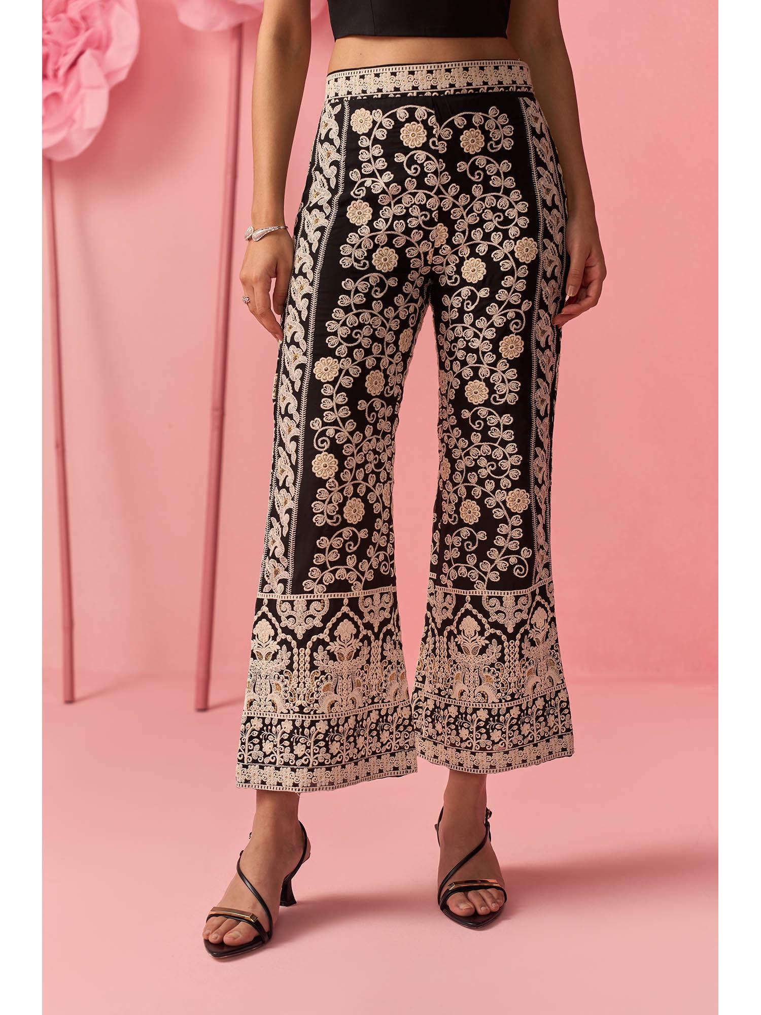 black embroidery pants