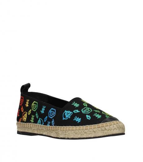 black fabric logo espadrilles