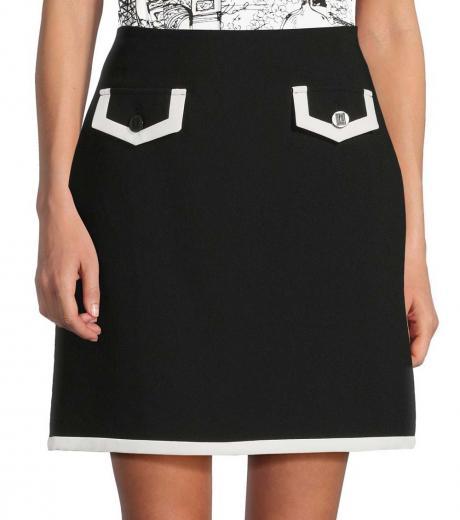 black faux pocket mini a line skirt