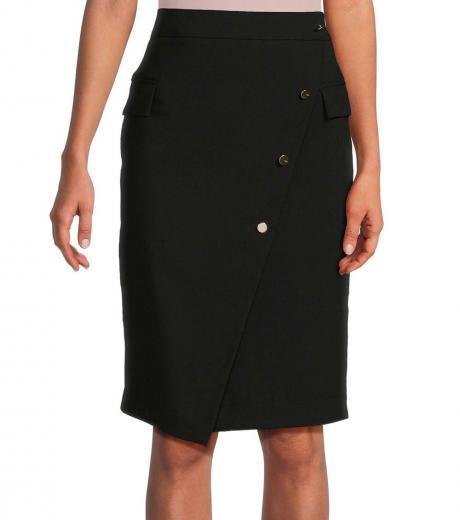 black faux wrap skirt