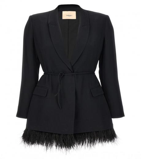 black feather blazer dress
