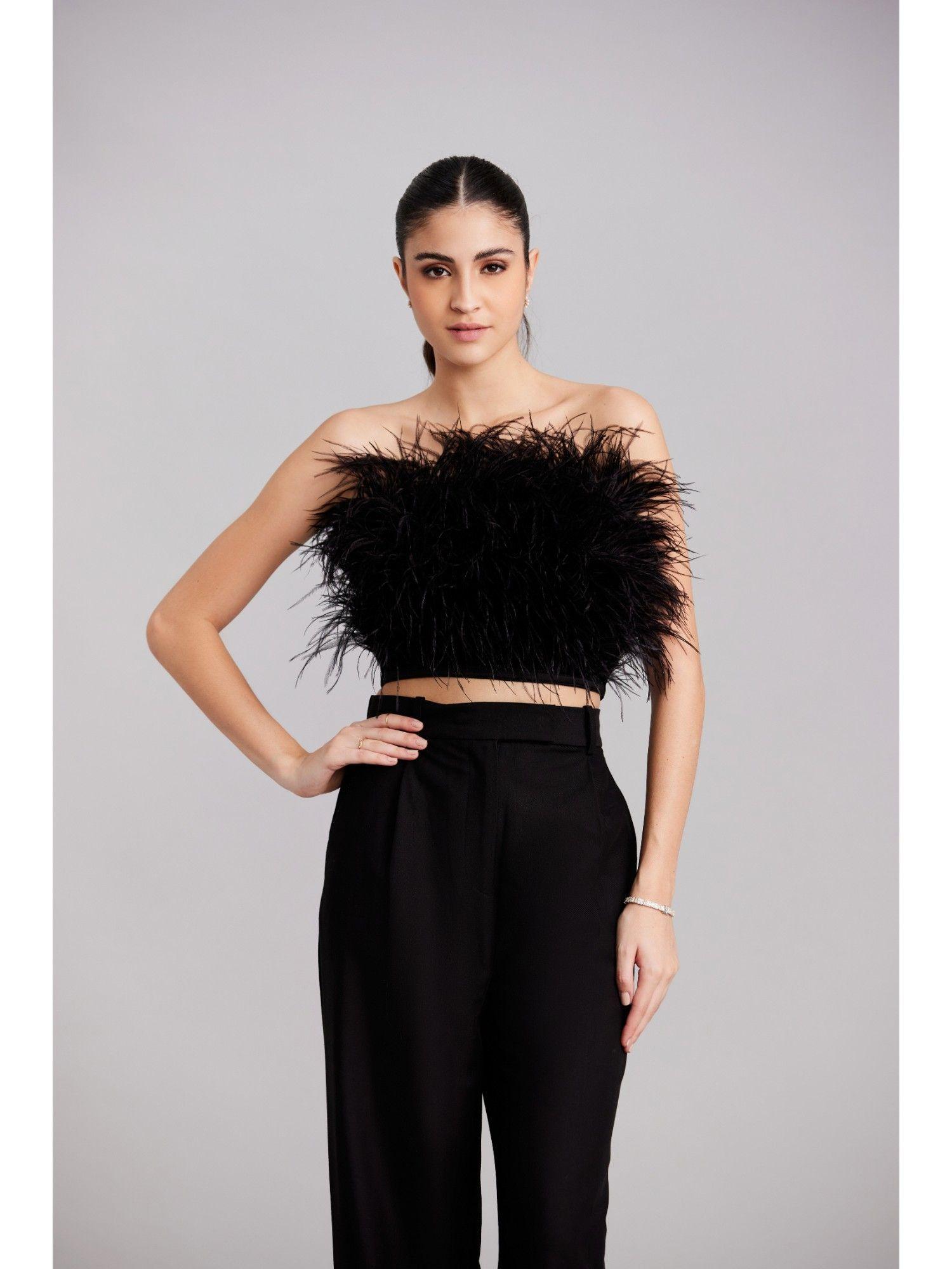 black feather top