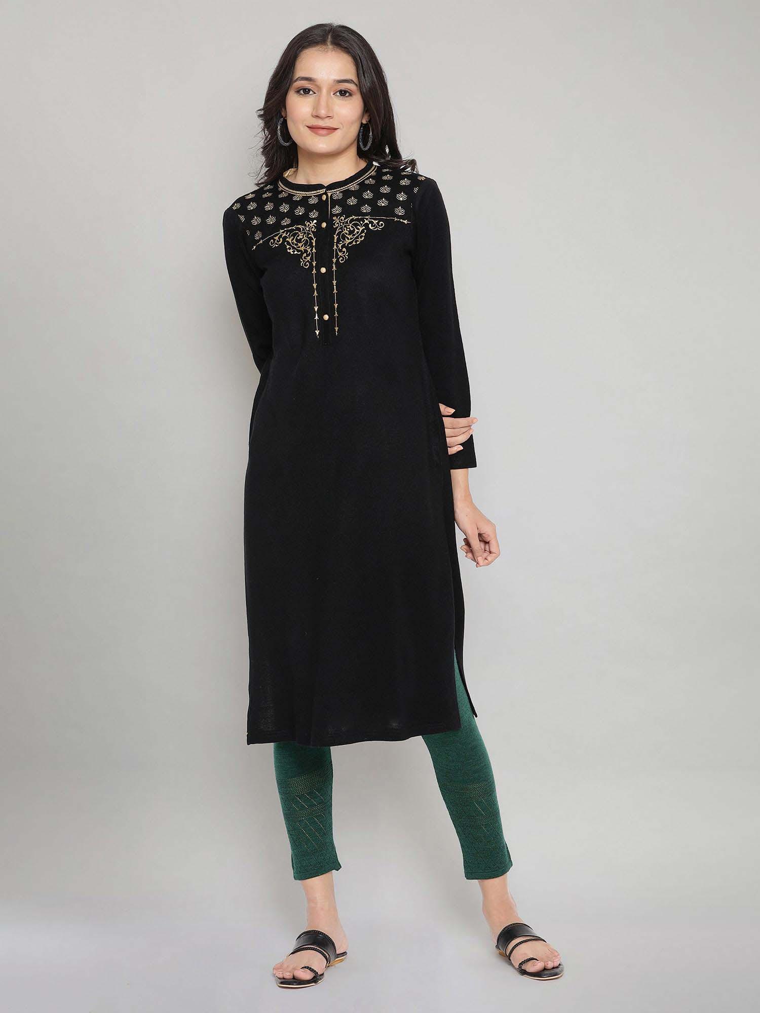 black festive winter kurta