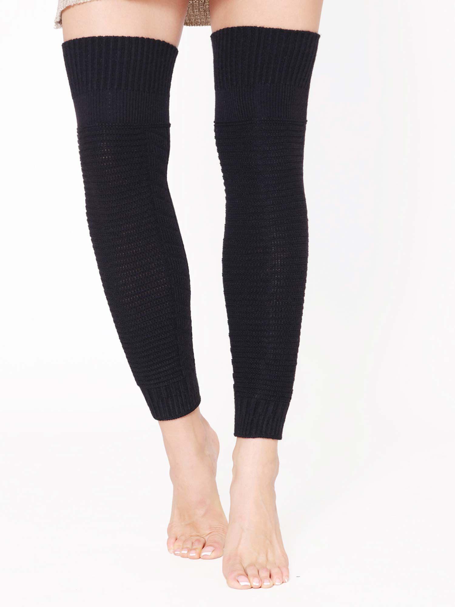 black fine knitted leg warmer for winters