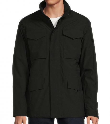 black flap pockets field rain coat