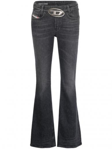 black flare leg denim jeans