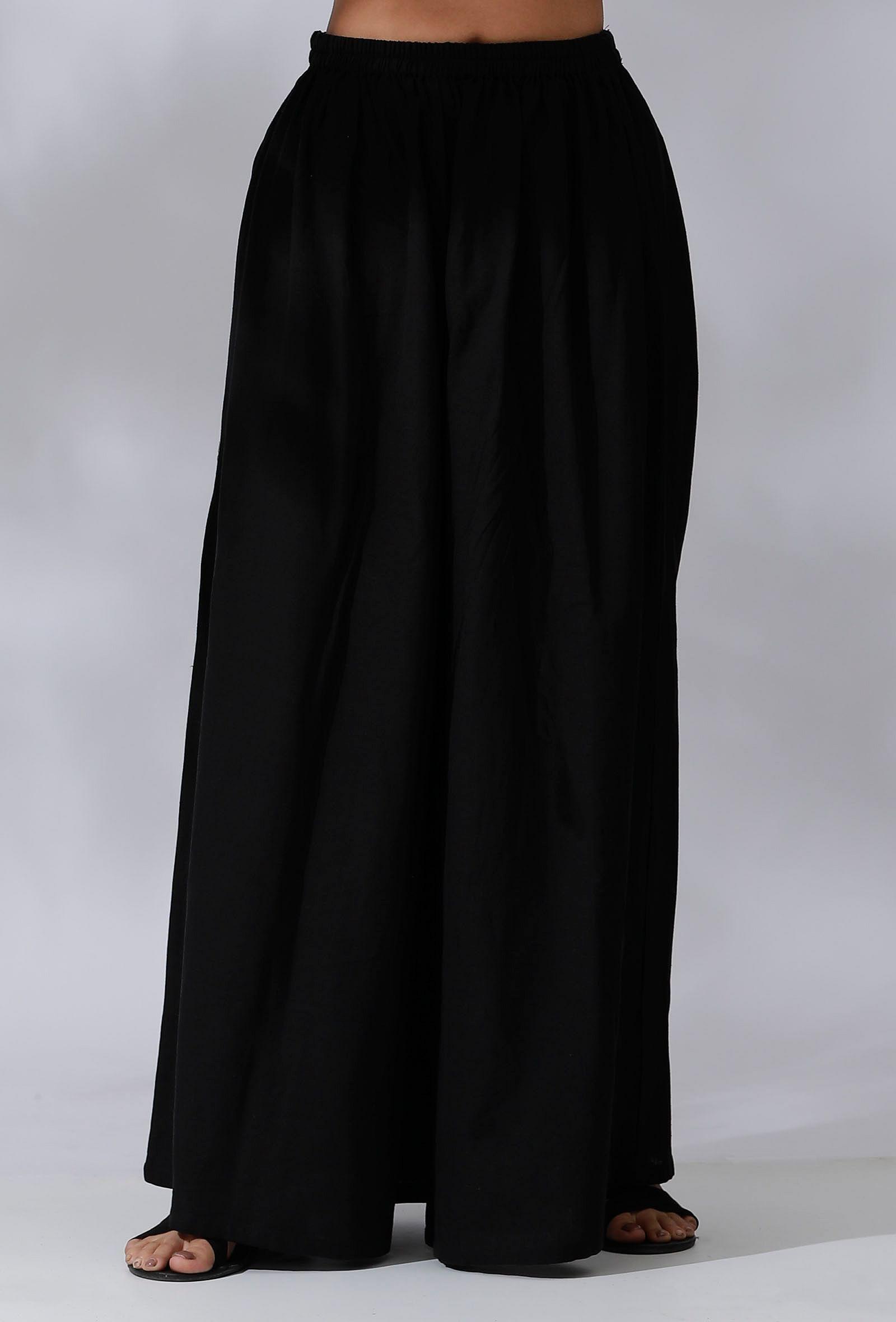 black flared cotton pants