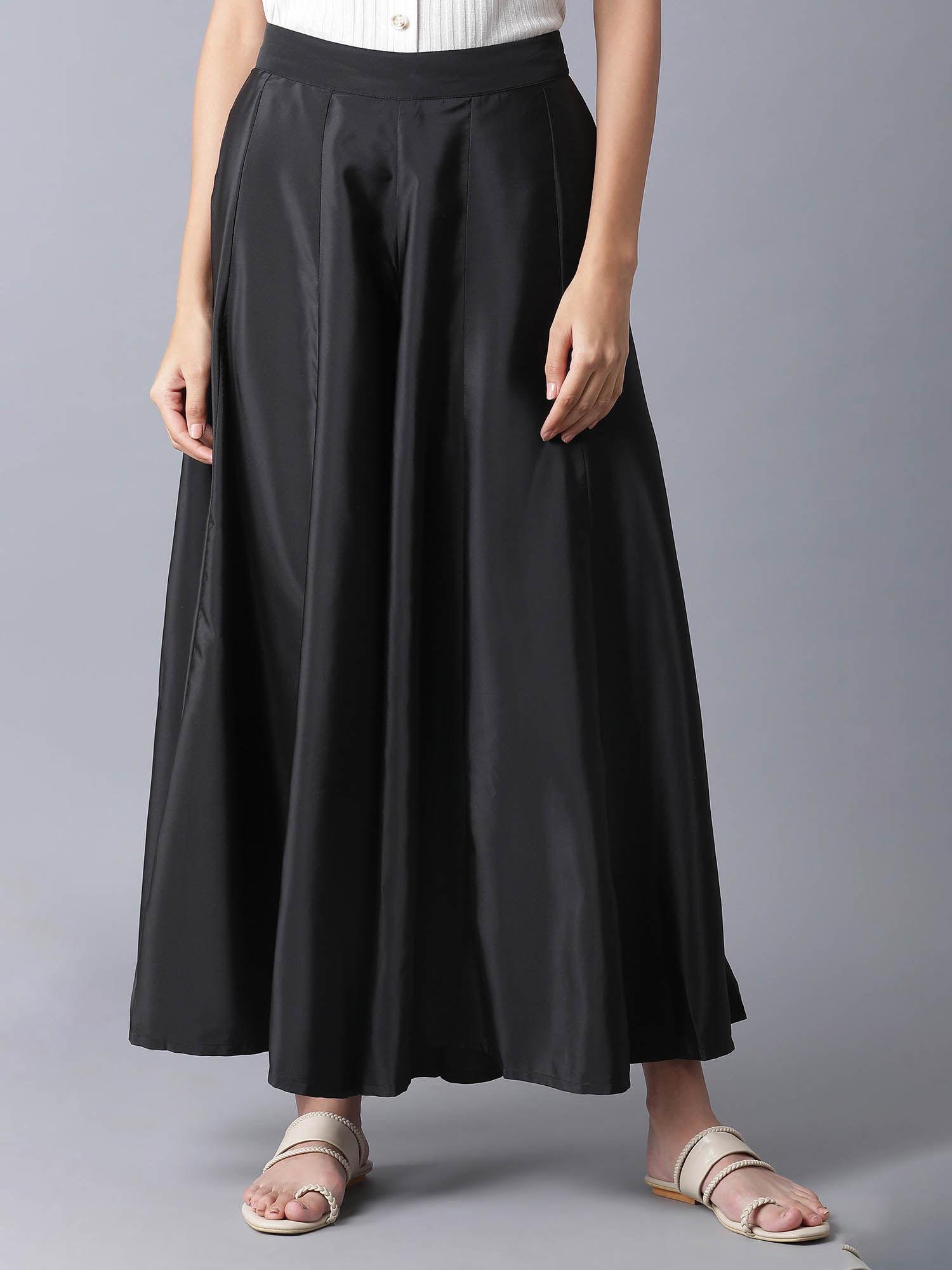 black flared skirt