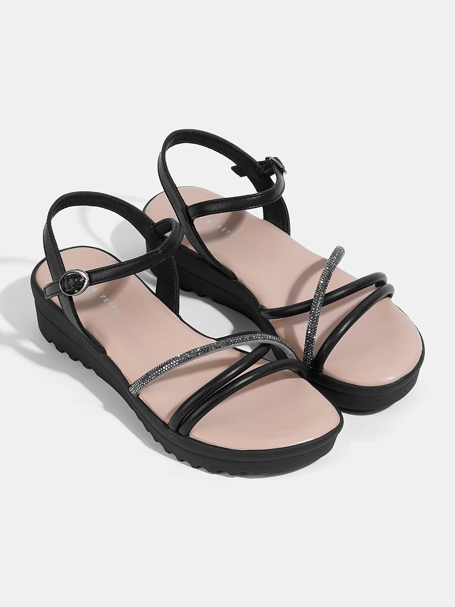 black flat sandals