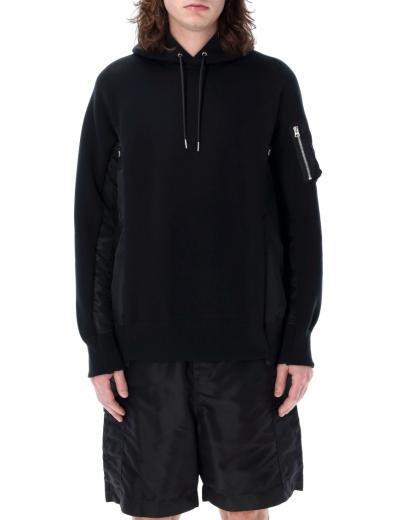 black fleece nylon hoodie