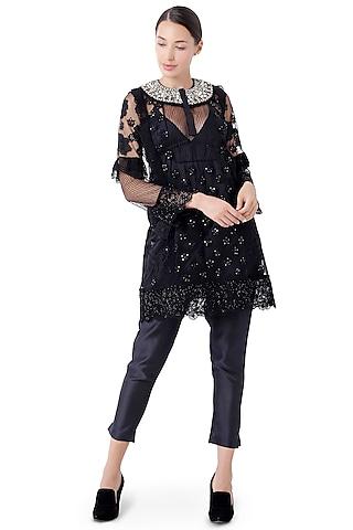 black floral buttis embroidered tunic set