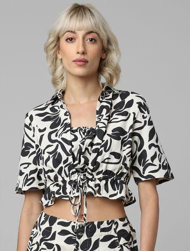 black floral co-ord set cropped shirt