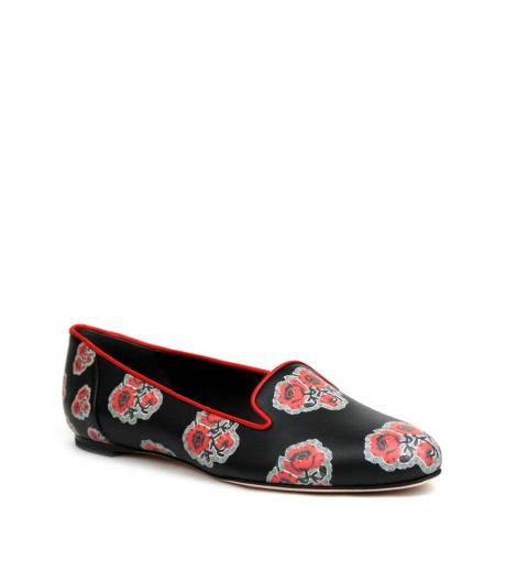 black floral print loafers