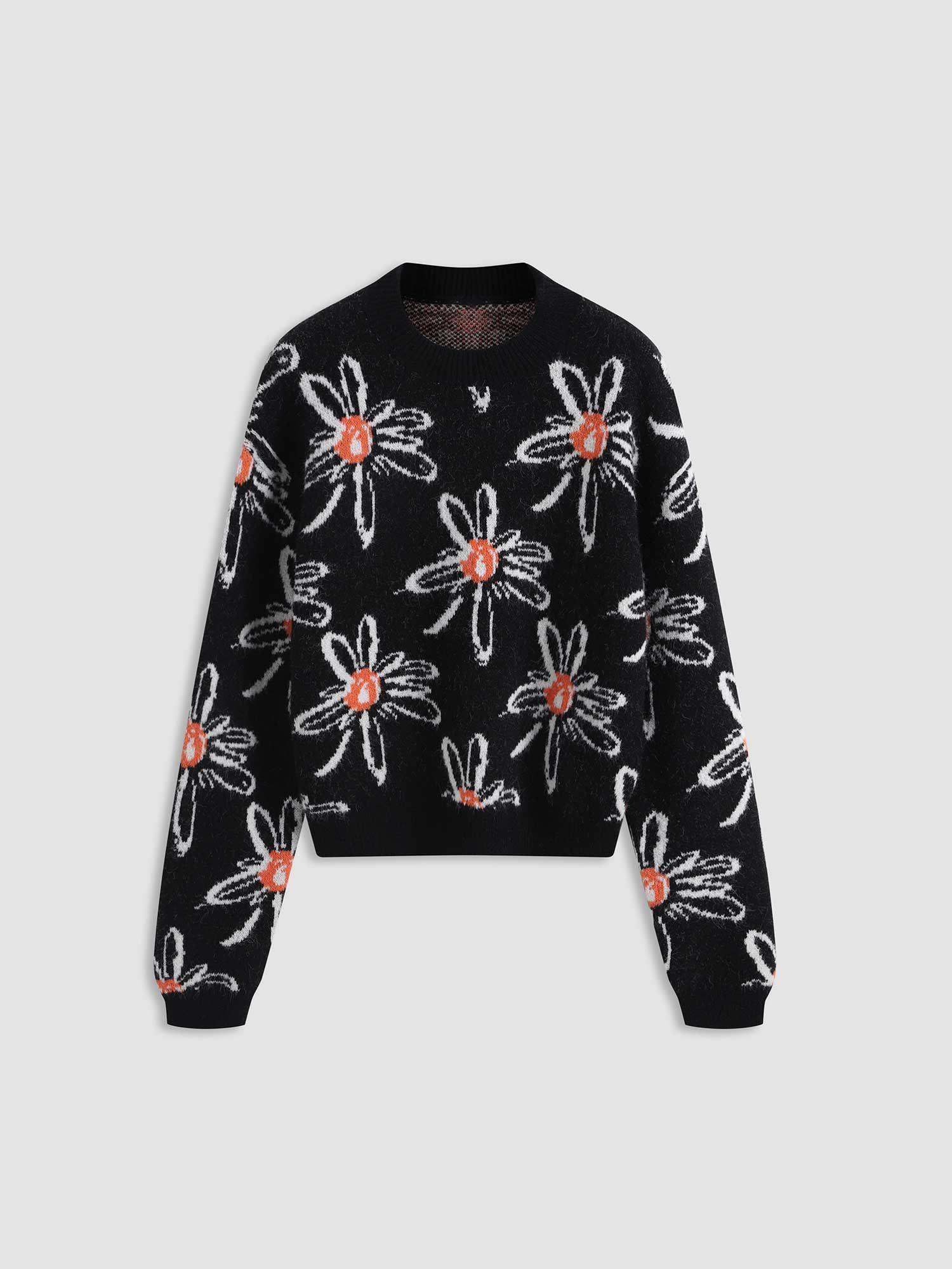 black floral print sweater