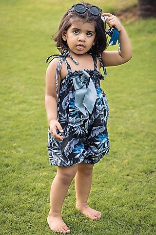 black floral printed playsuit for girls