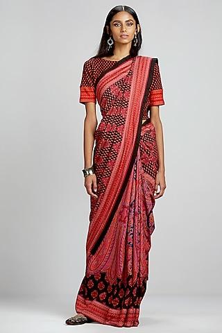 black floral printed saree