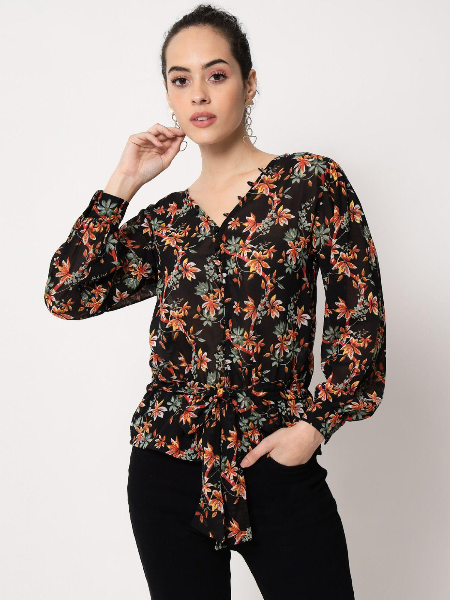 black floral printed top