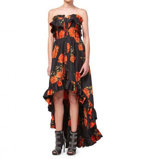 black floral strapless dress