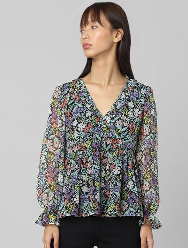 black floral wrap top