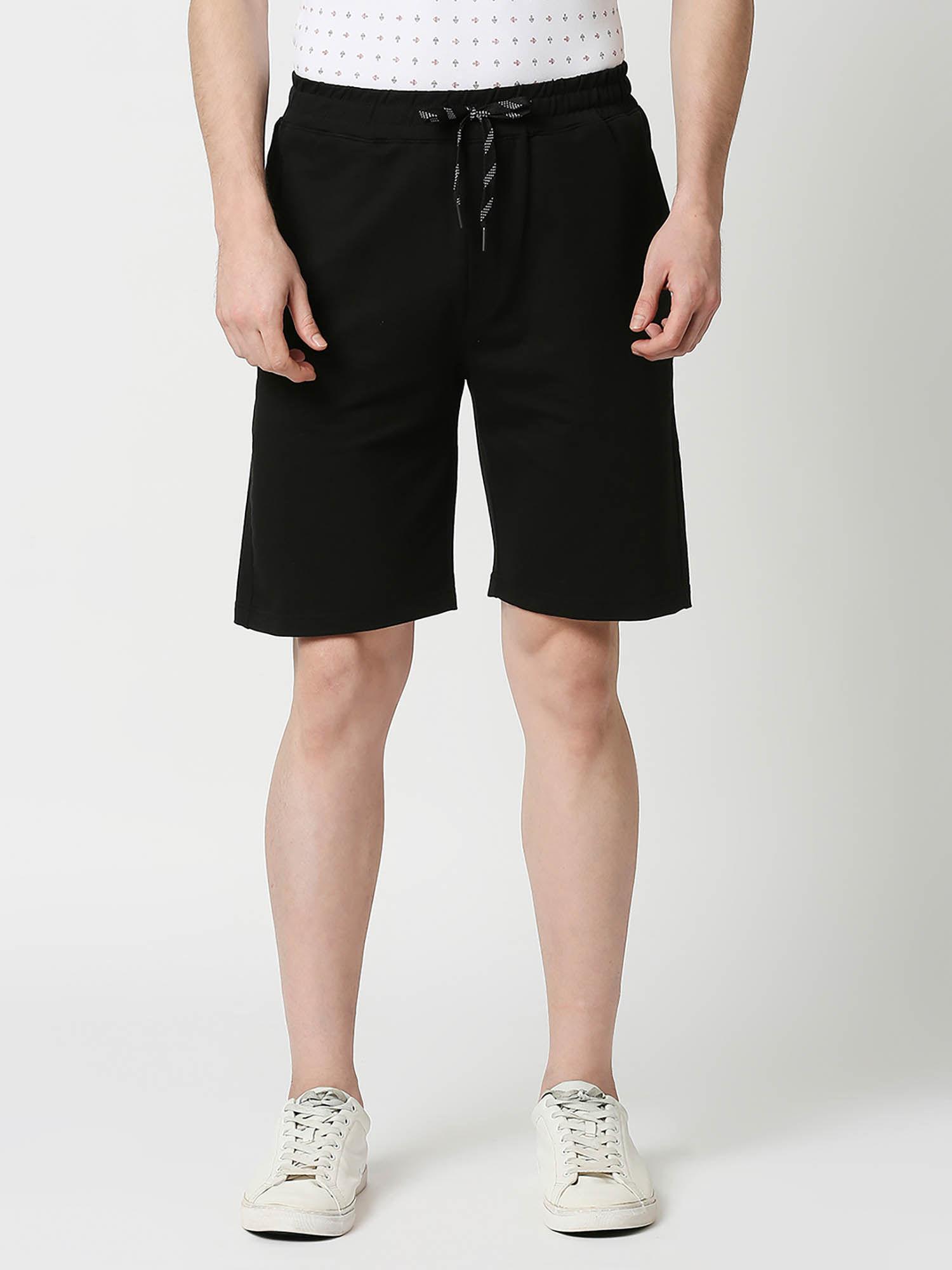 black french terry lycra shorts