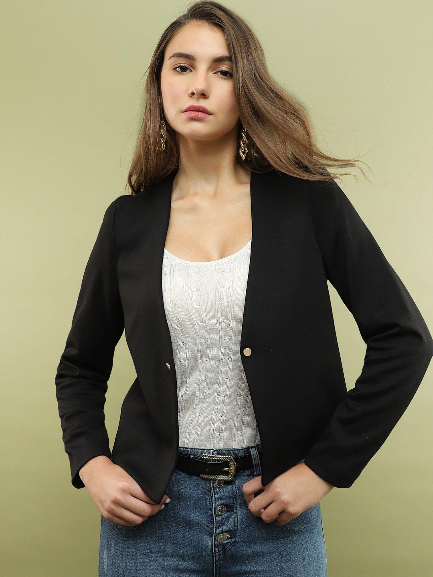 black front open blazer