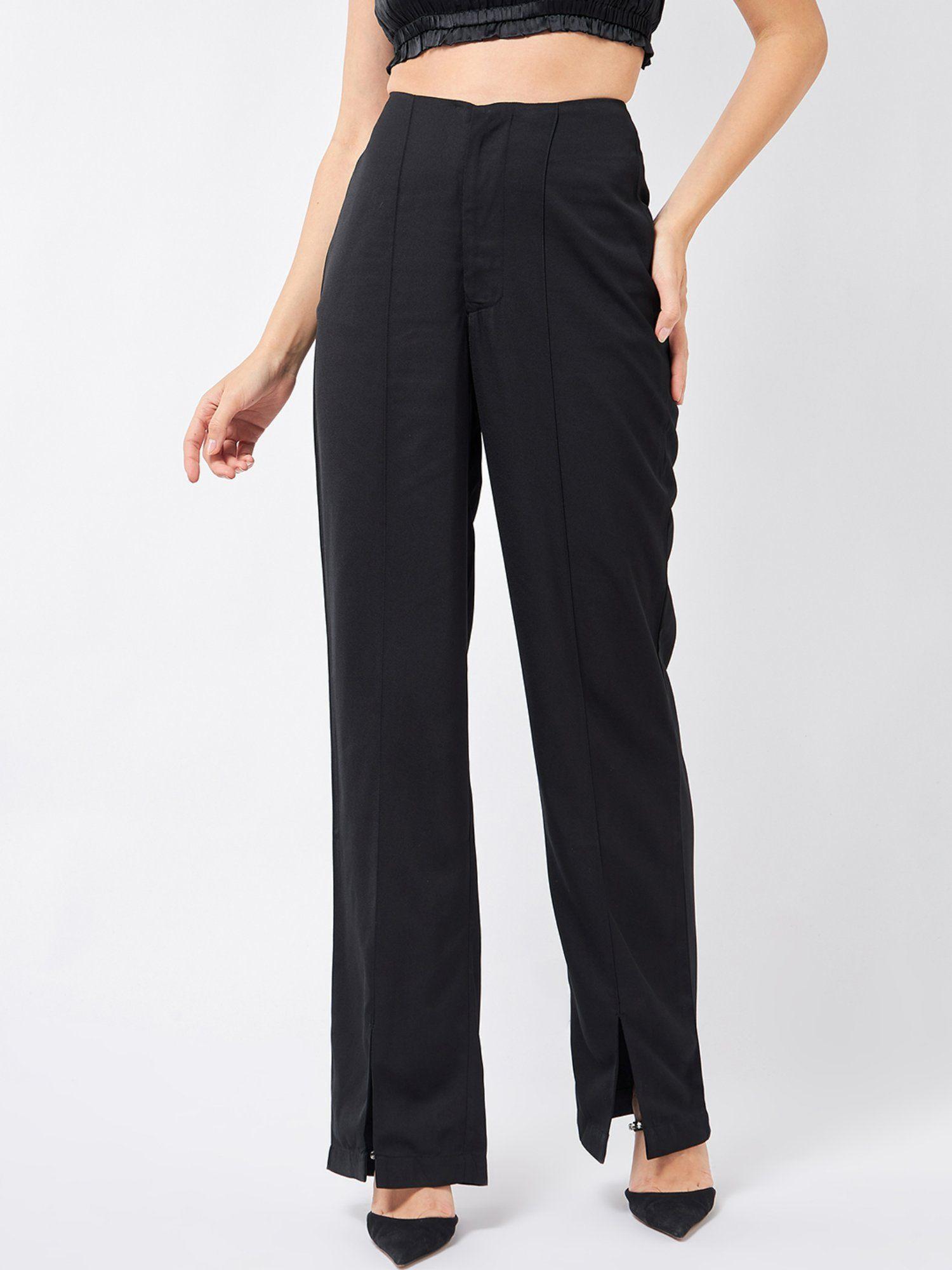 black front slit trousers