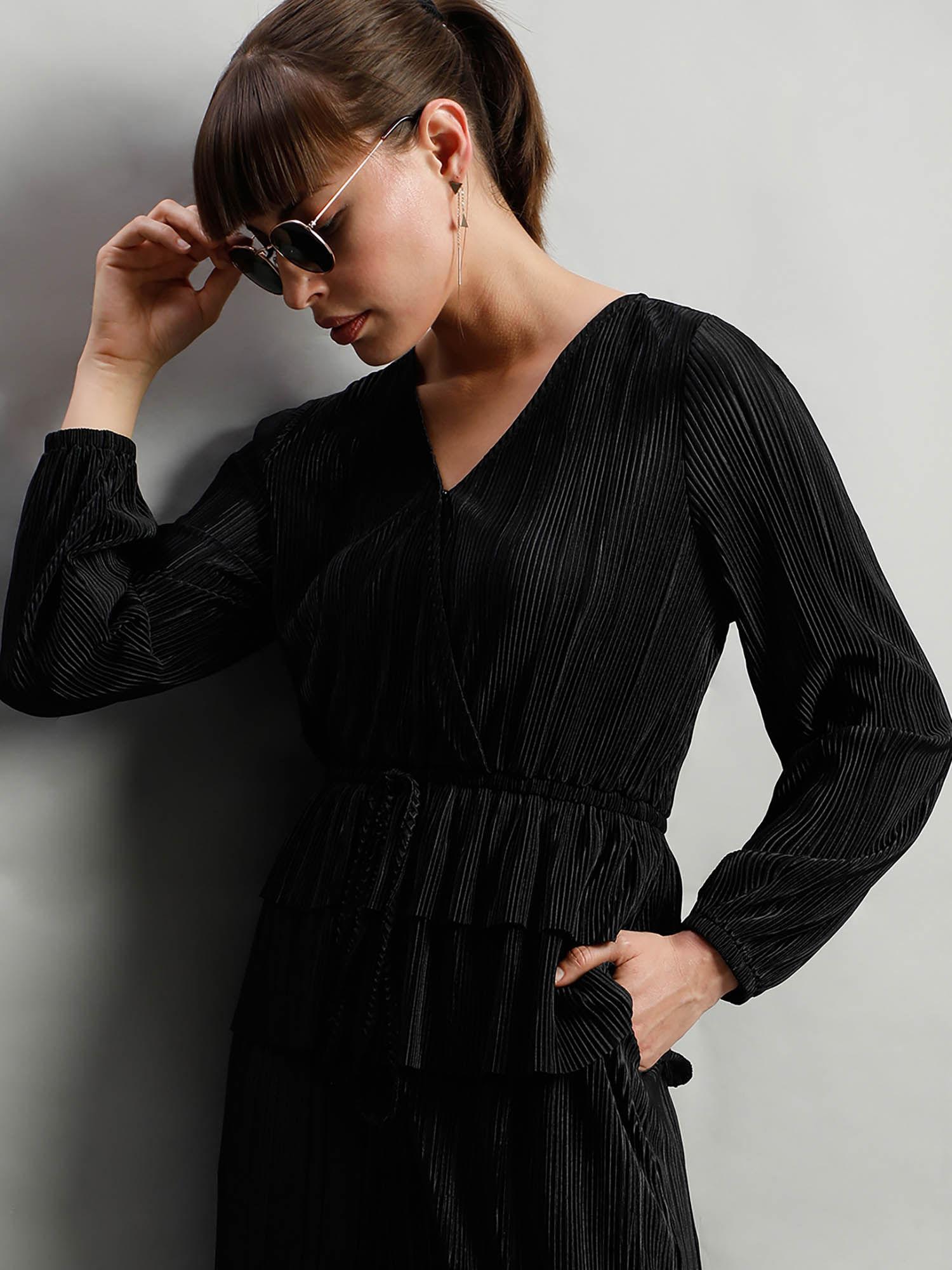 black front wrap top