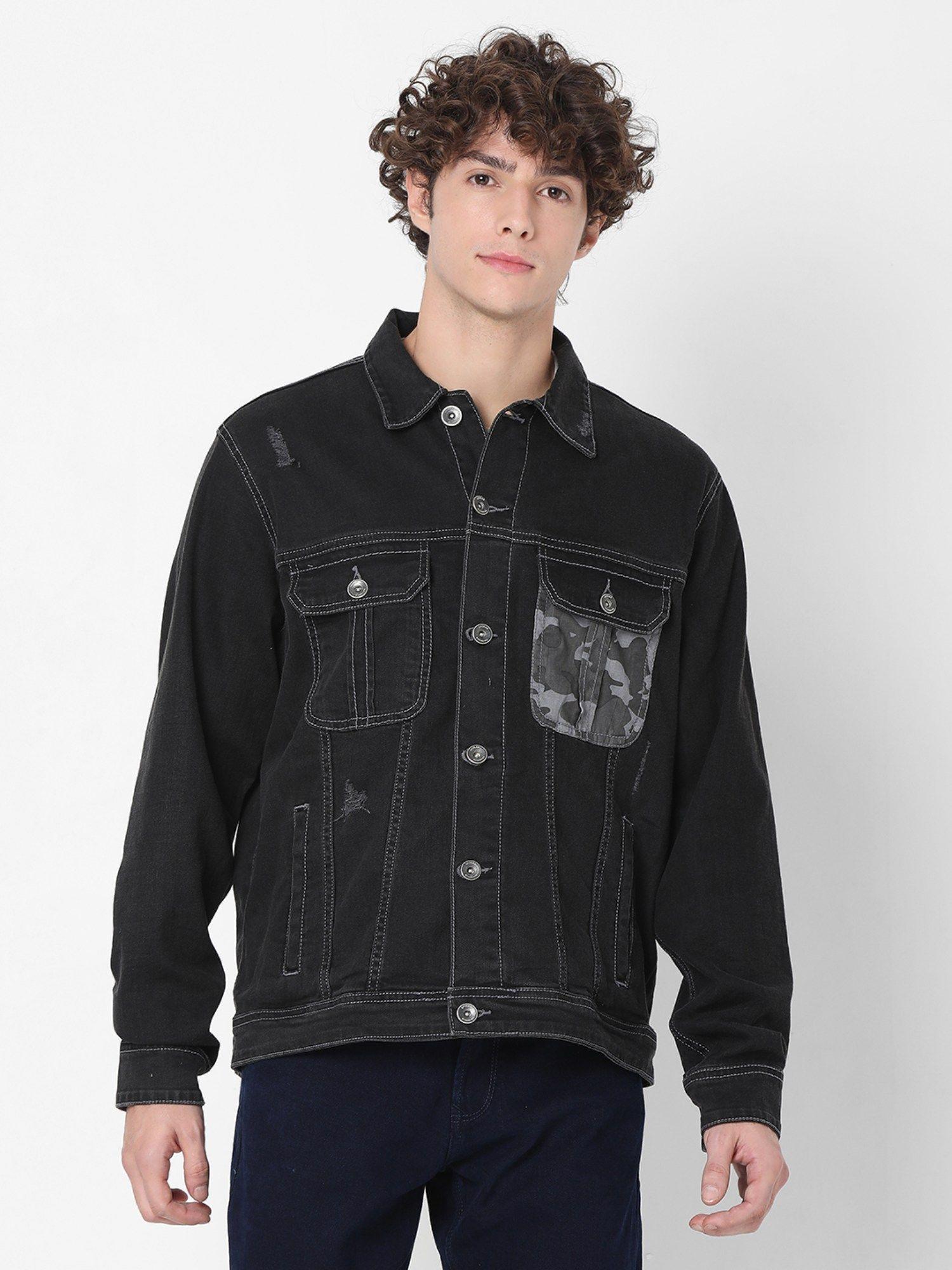 black full sleeve denim jackets for men's