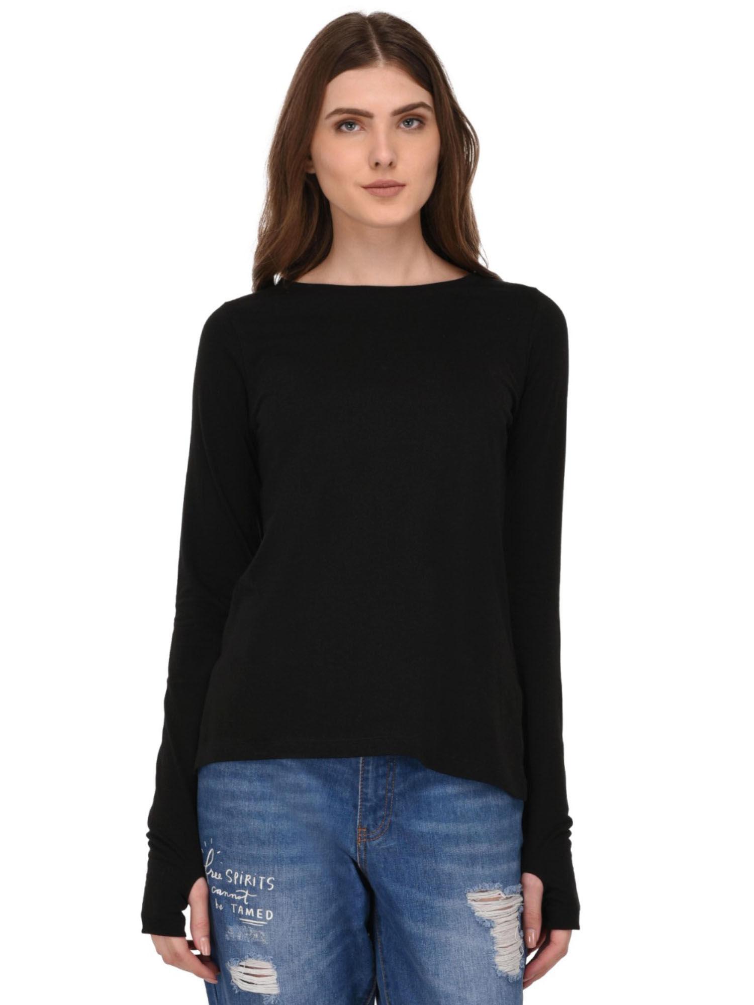 black full sleeves thumbhole top