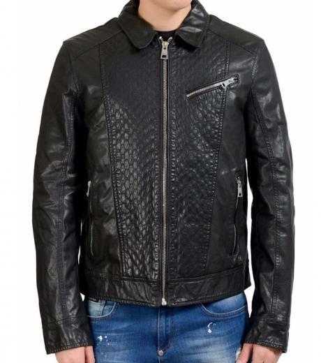 black full zip leather jacket