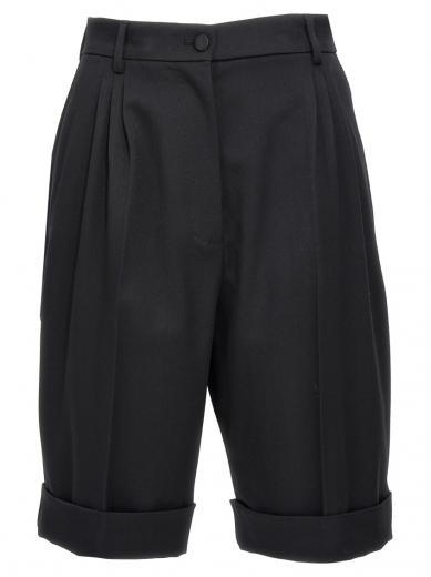 black gabardine bermuda shorts