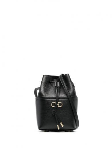 black gancini leather mini bag