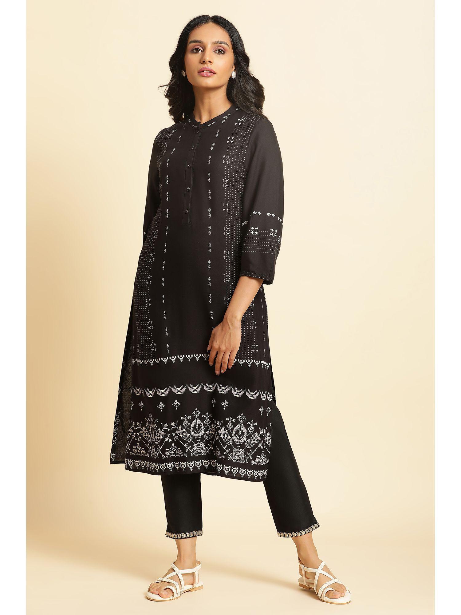 black geometric kurta