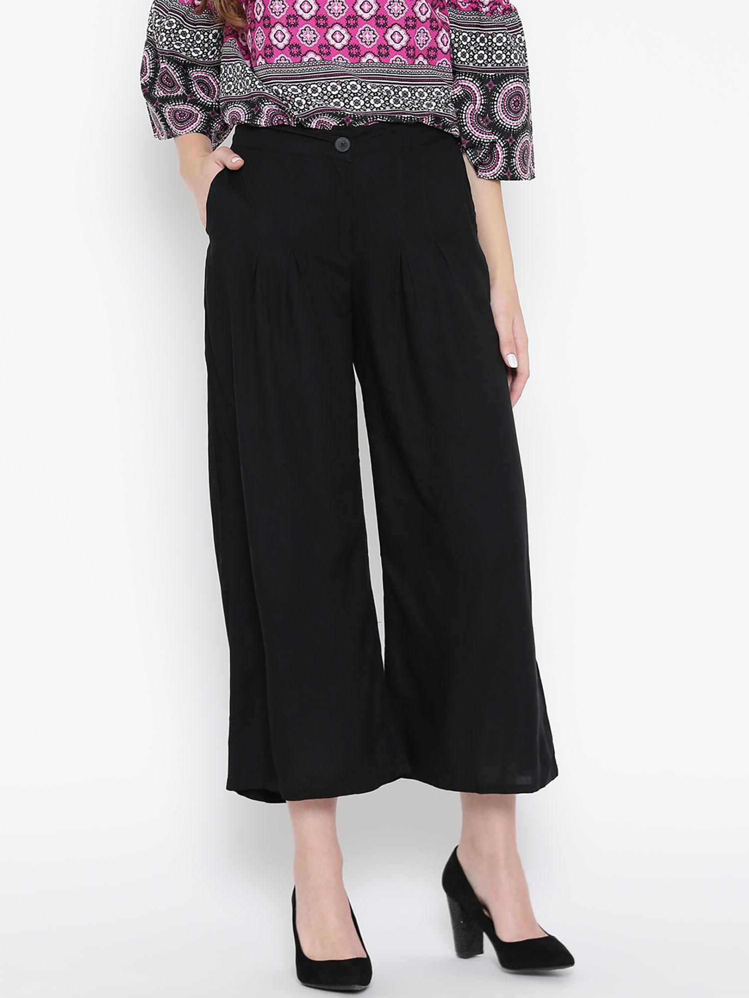 black geometric print trouser