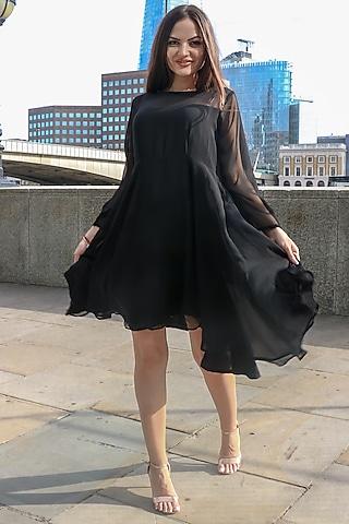 black georgette high-low dress